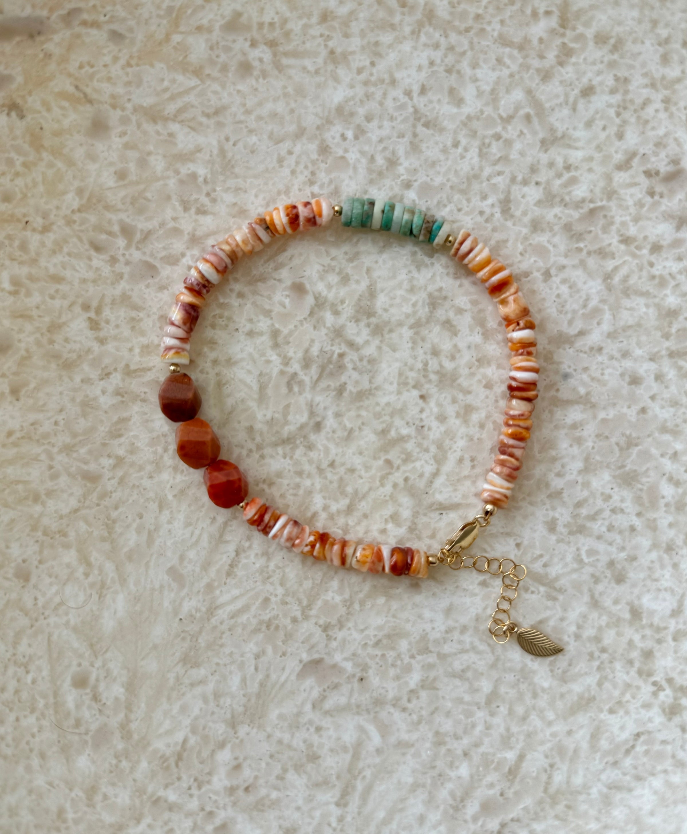 Lumbri Fire Agate Turquoise Coral Anklet