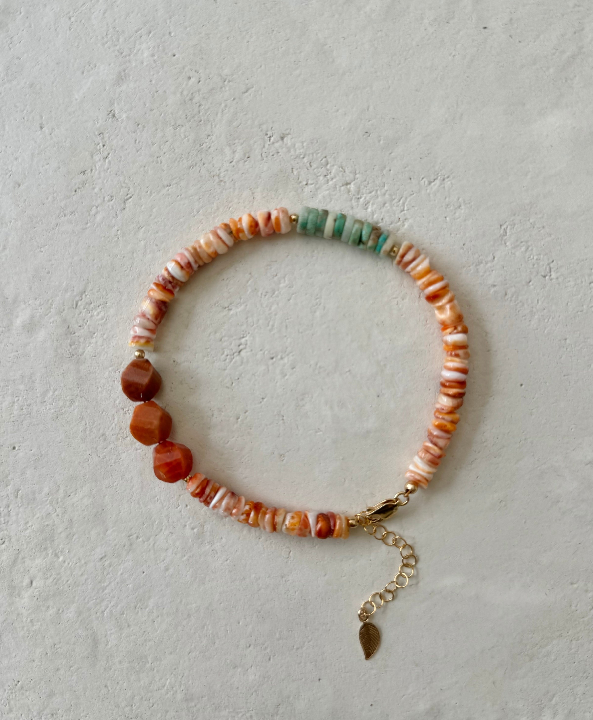 Lumbri Fire Agate Turquoise Coral Anklet