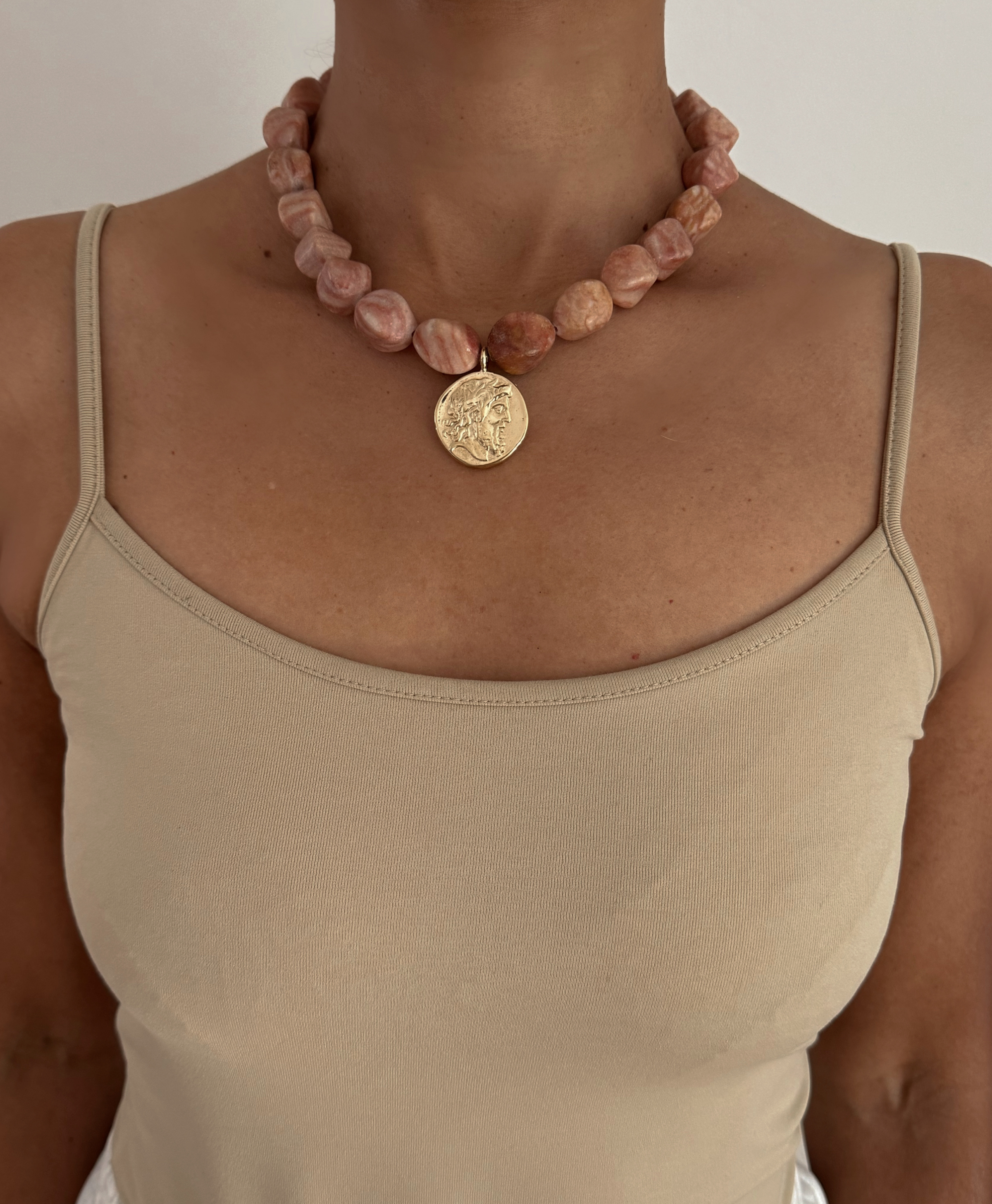 Soleido Sunstone Gold Filled Coin Pendant Necklace