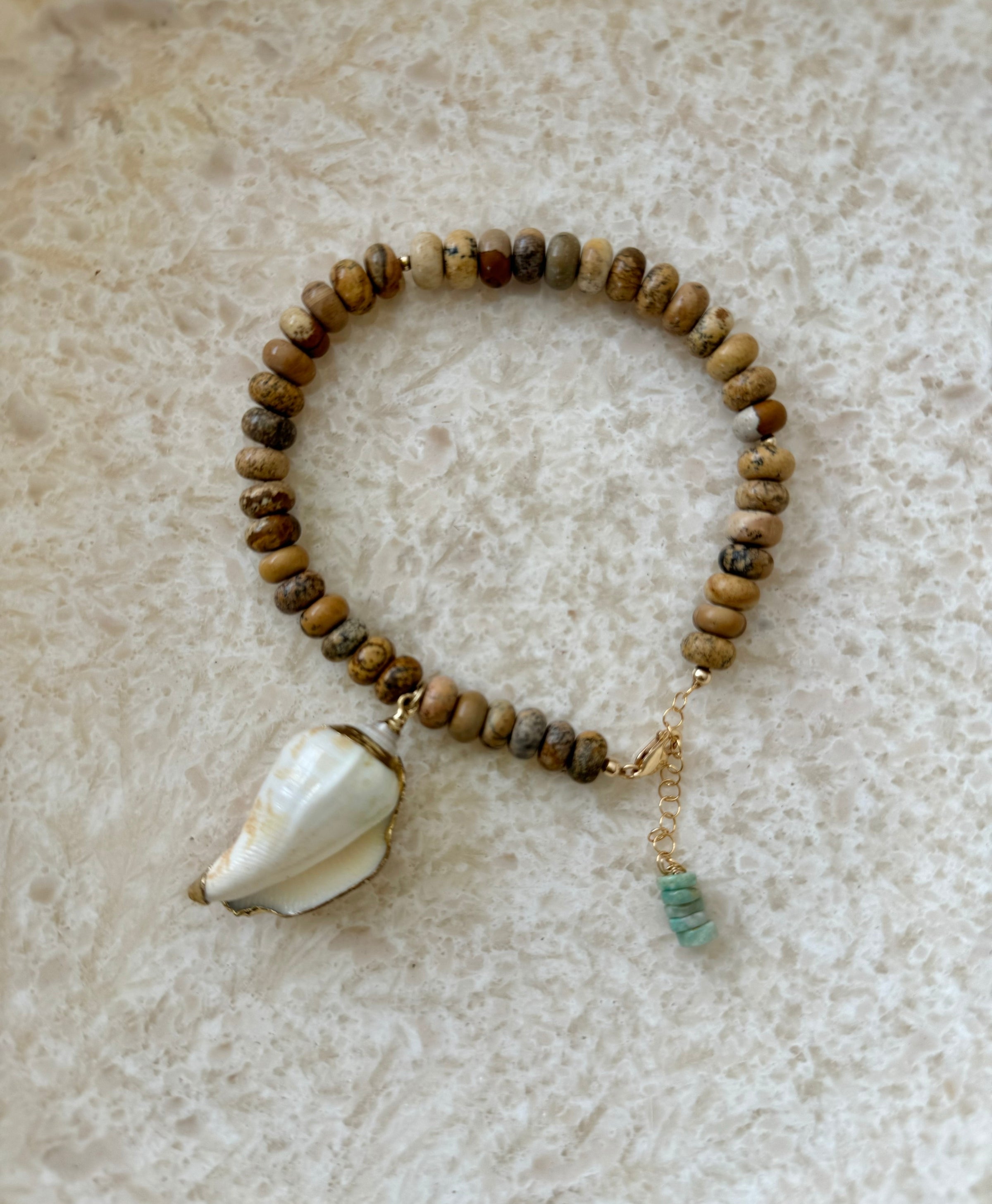 Conchiz Brown Jasper Shell Anklet