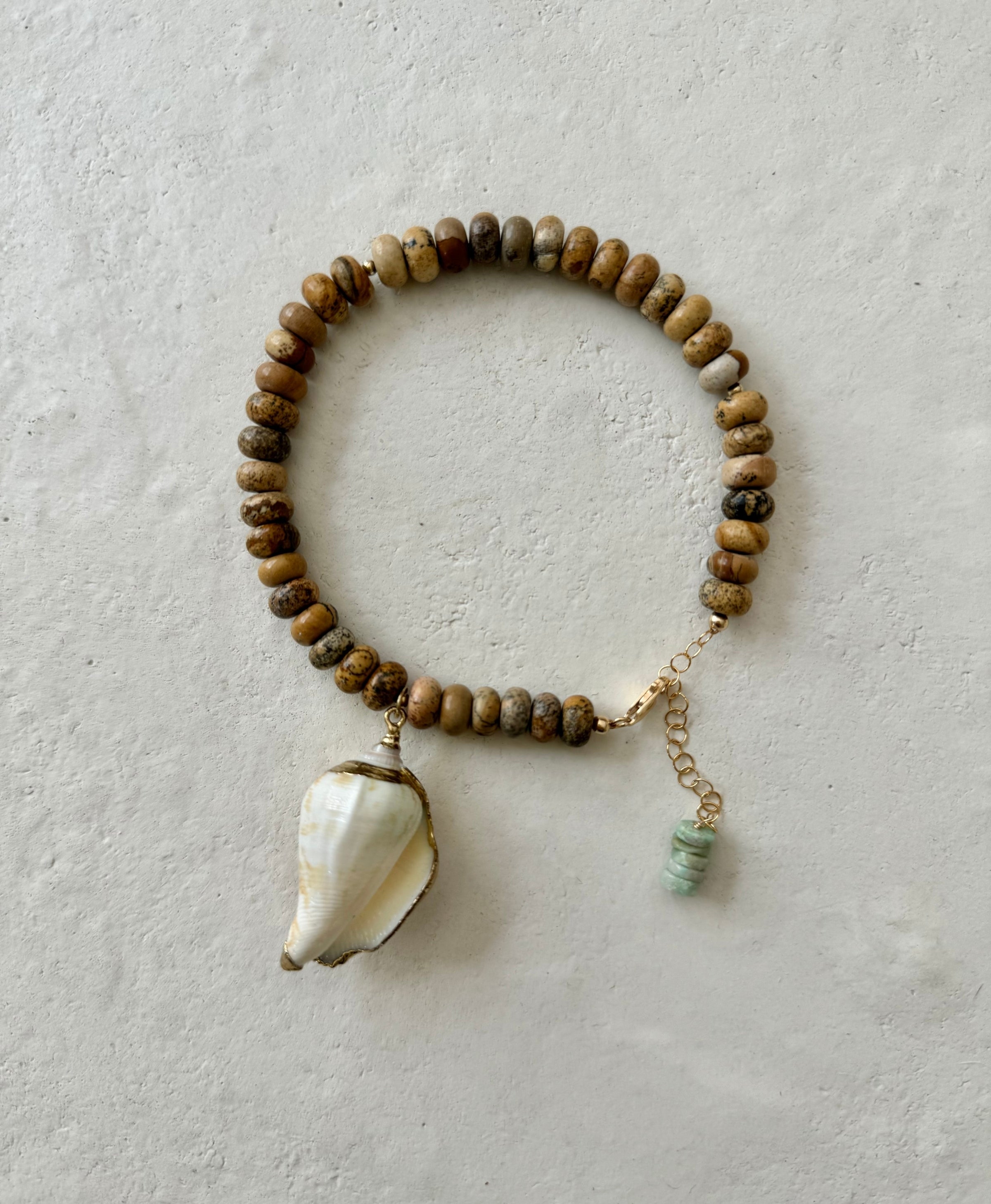 Conchiz Brown Jasper Shell Anklet