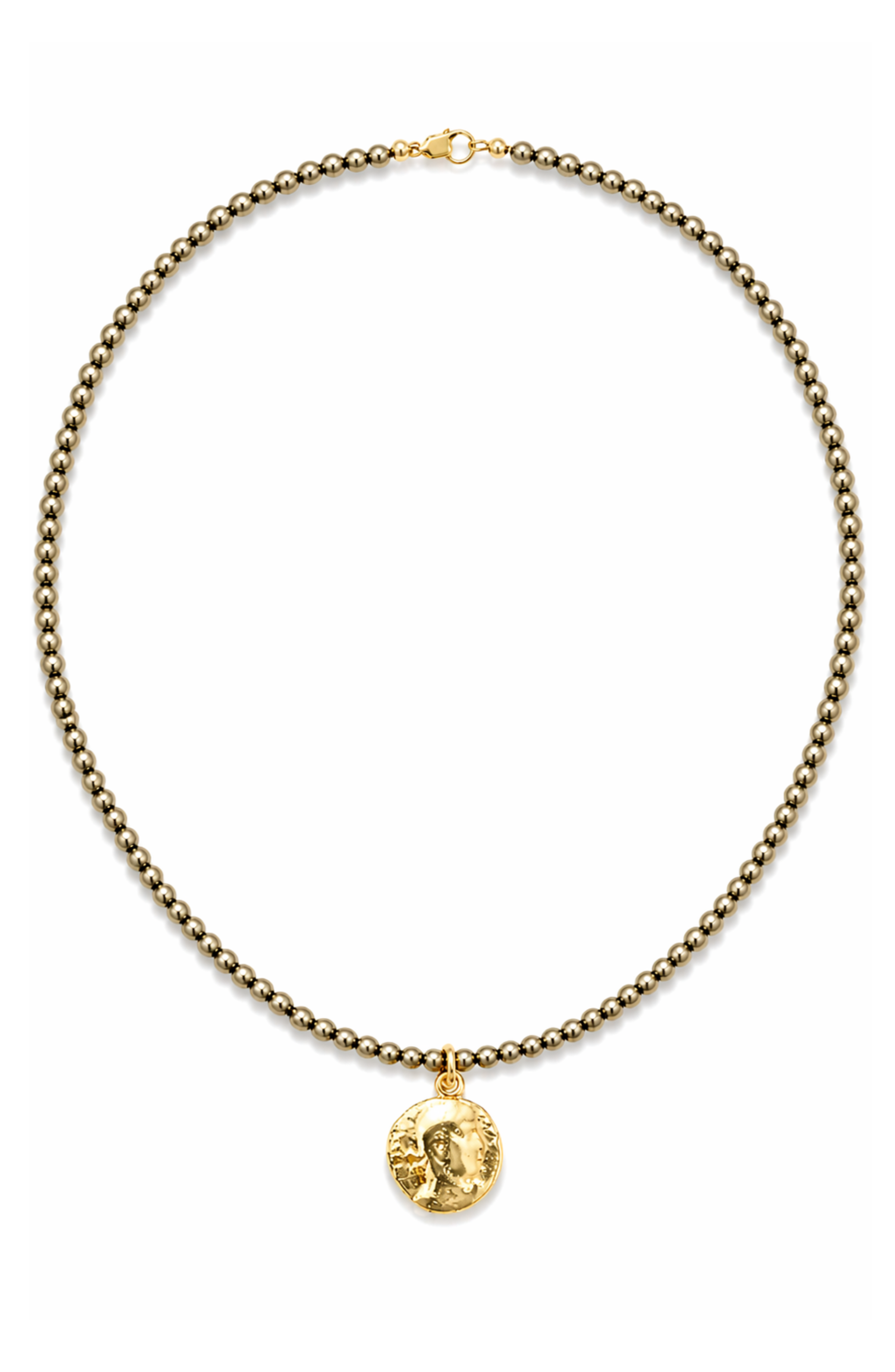 Tite Pyrite Hematite Gold Filled Coin Pendant Necklace