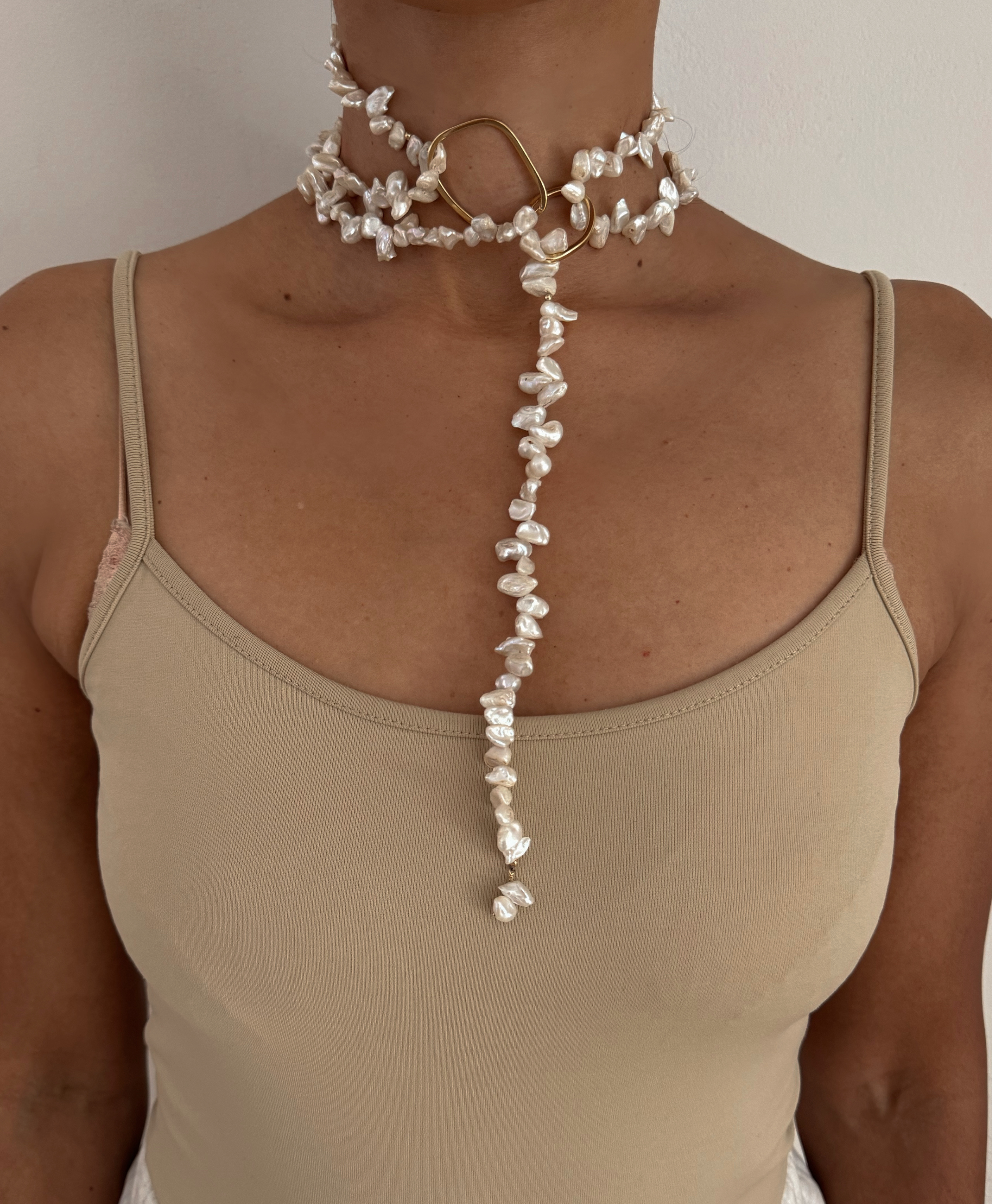 Piedrita Pearl Lariat Necklace