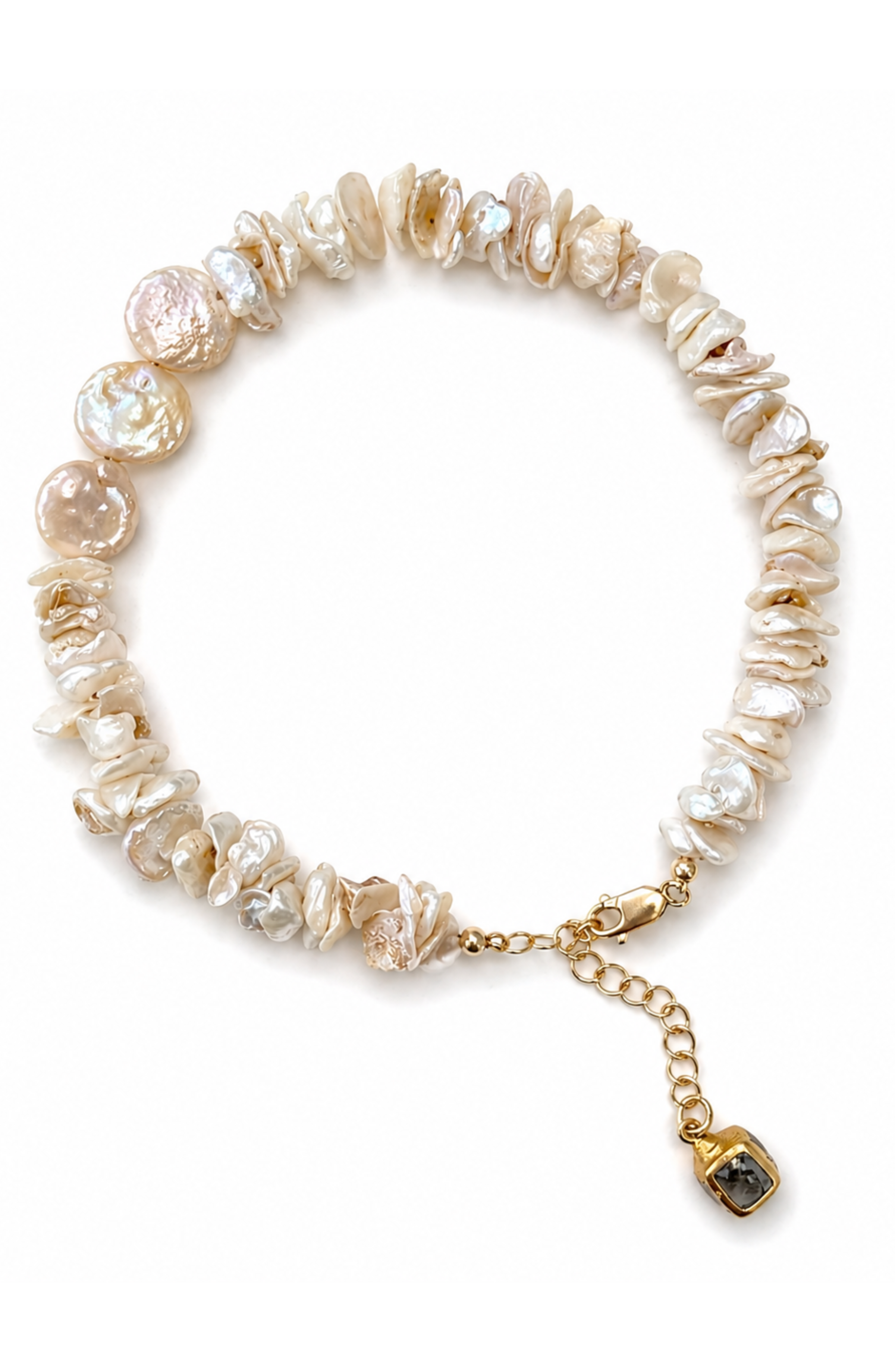 Frothe Pearl Mother of Pearl Cube charm Anklet