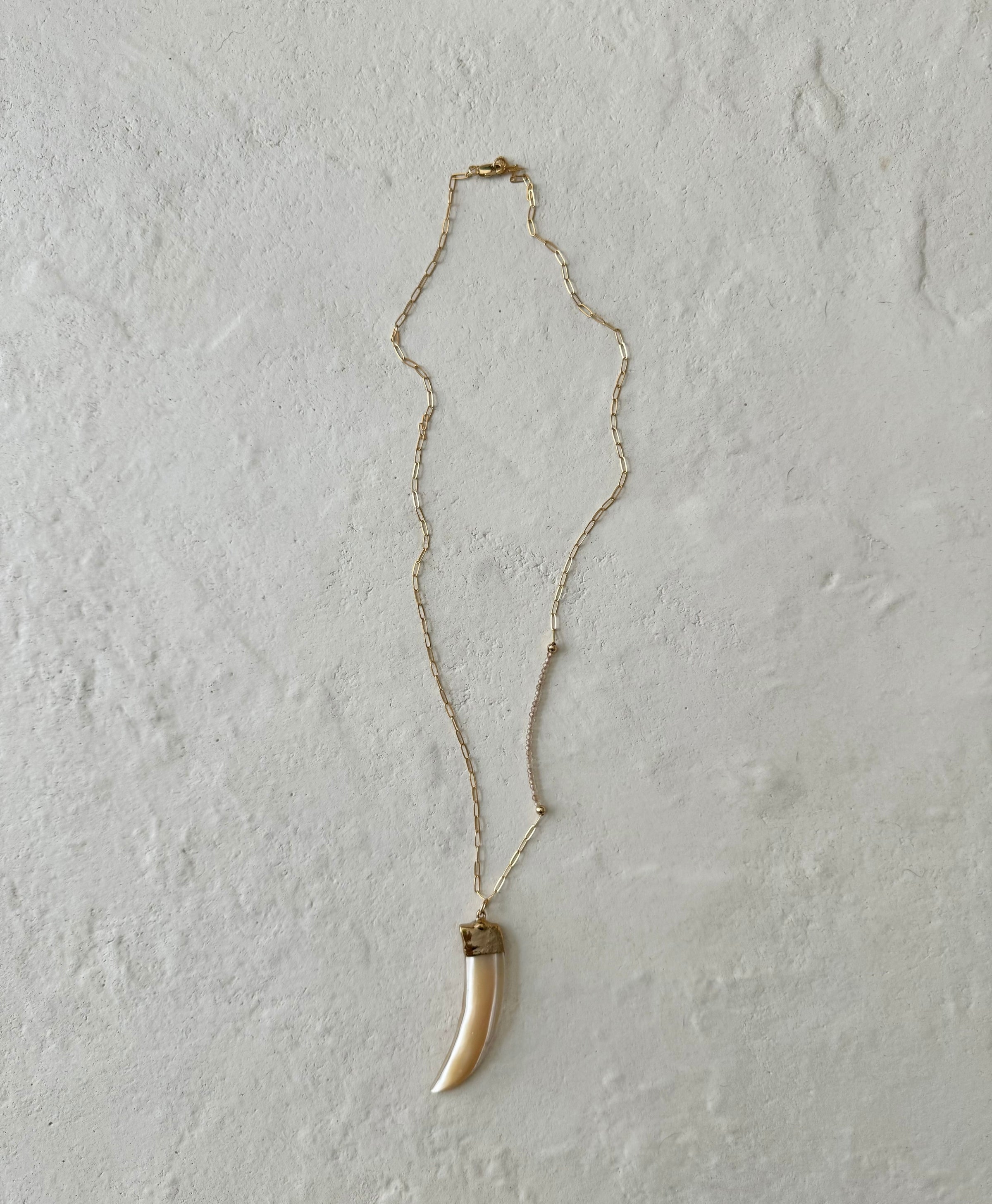 Escudo Mother of Pearl Horn Pendant Necklace