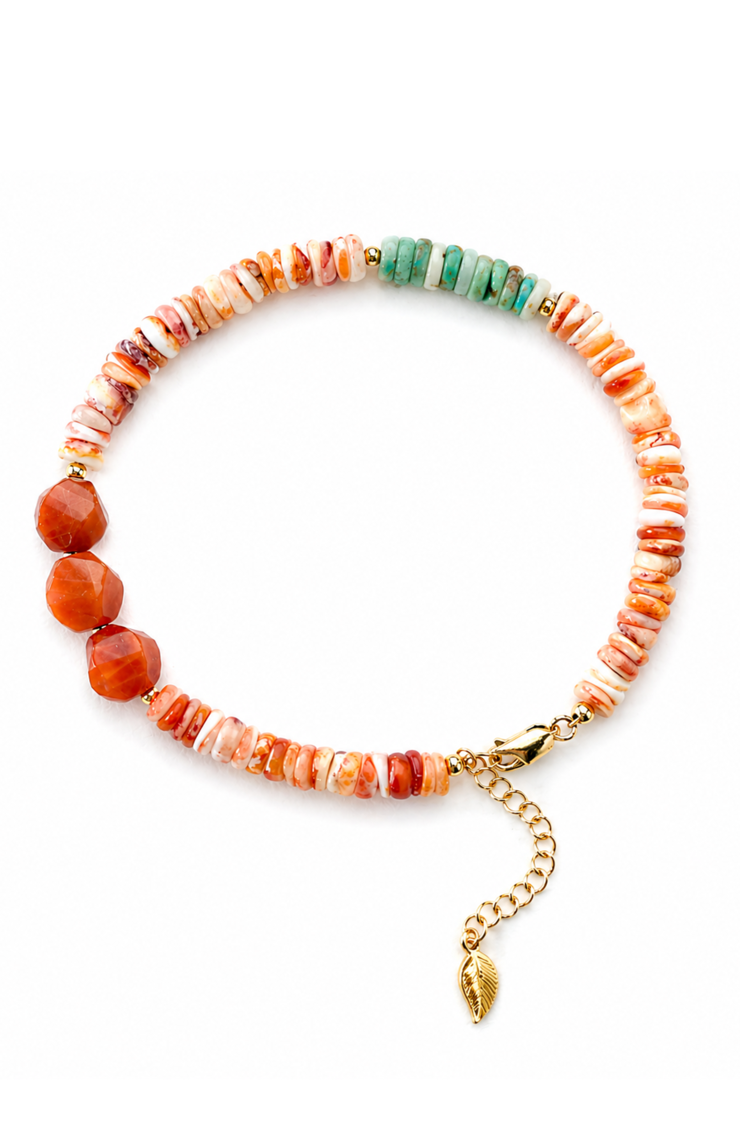 Lumbri Fire Agate Turquoise Coral Anklet