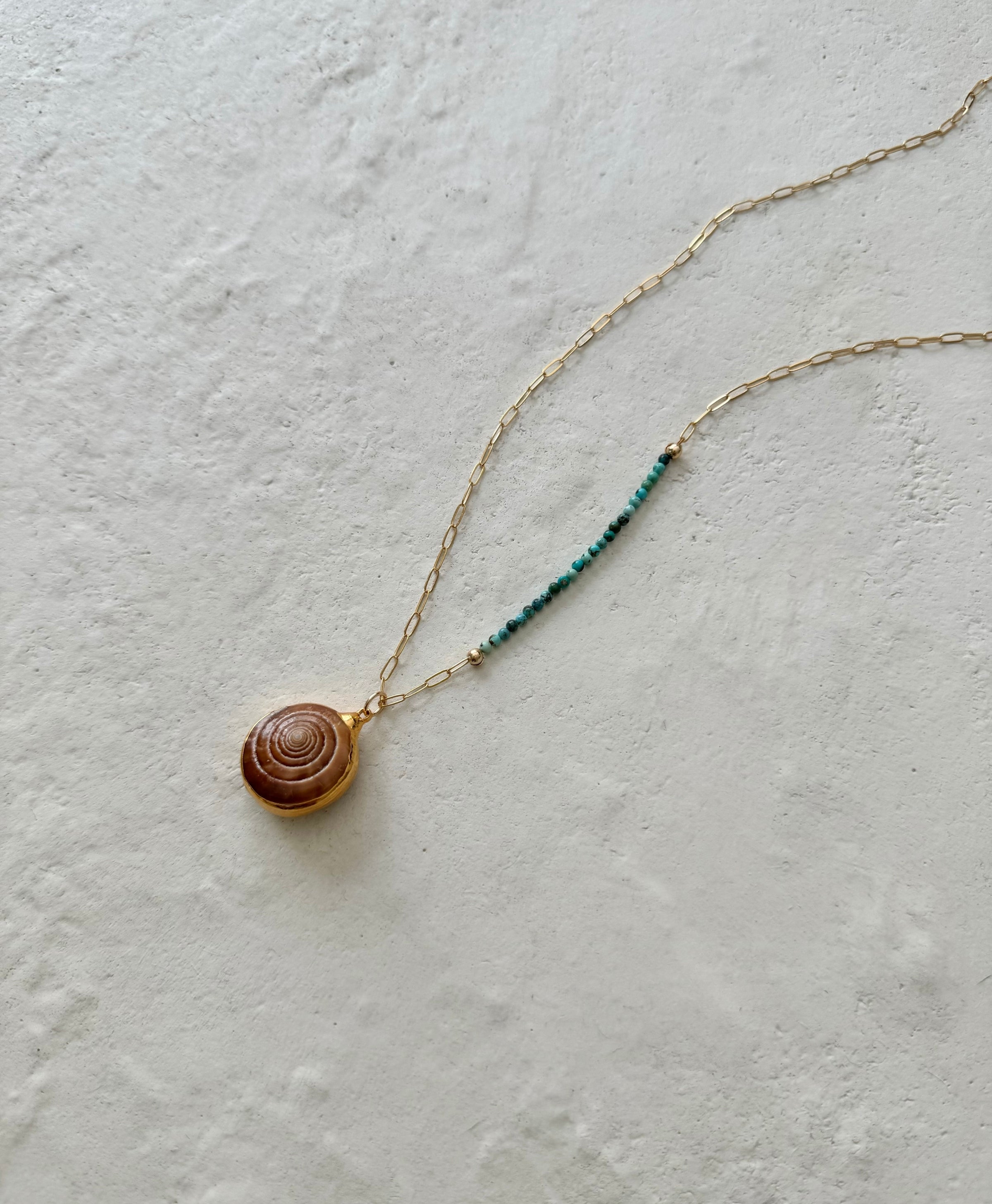 Barea Gold Filled Shell Turquoise Necklace