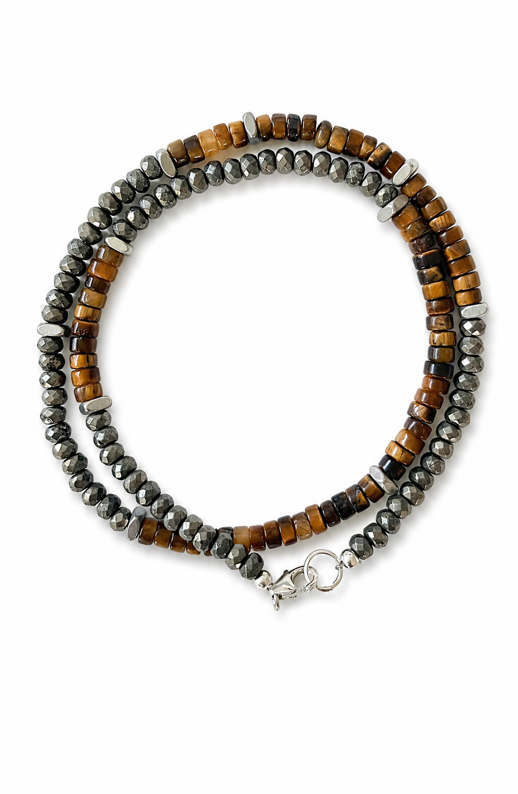 Agusto Pyrite and Tigers Eye Double Wrap Bracelet