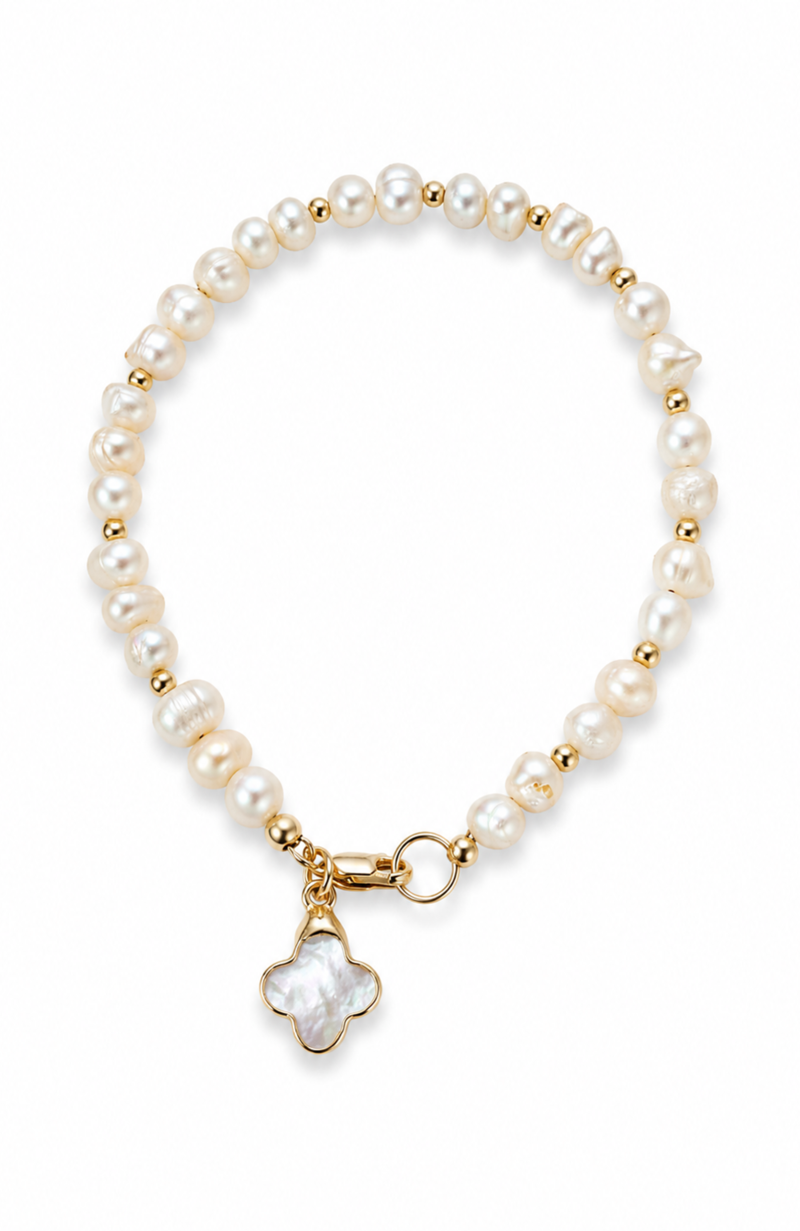 Trebo Pearl Clover Charm Bracelet