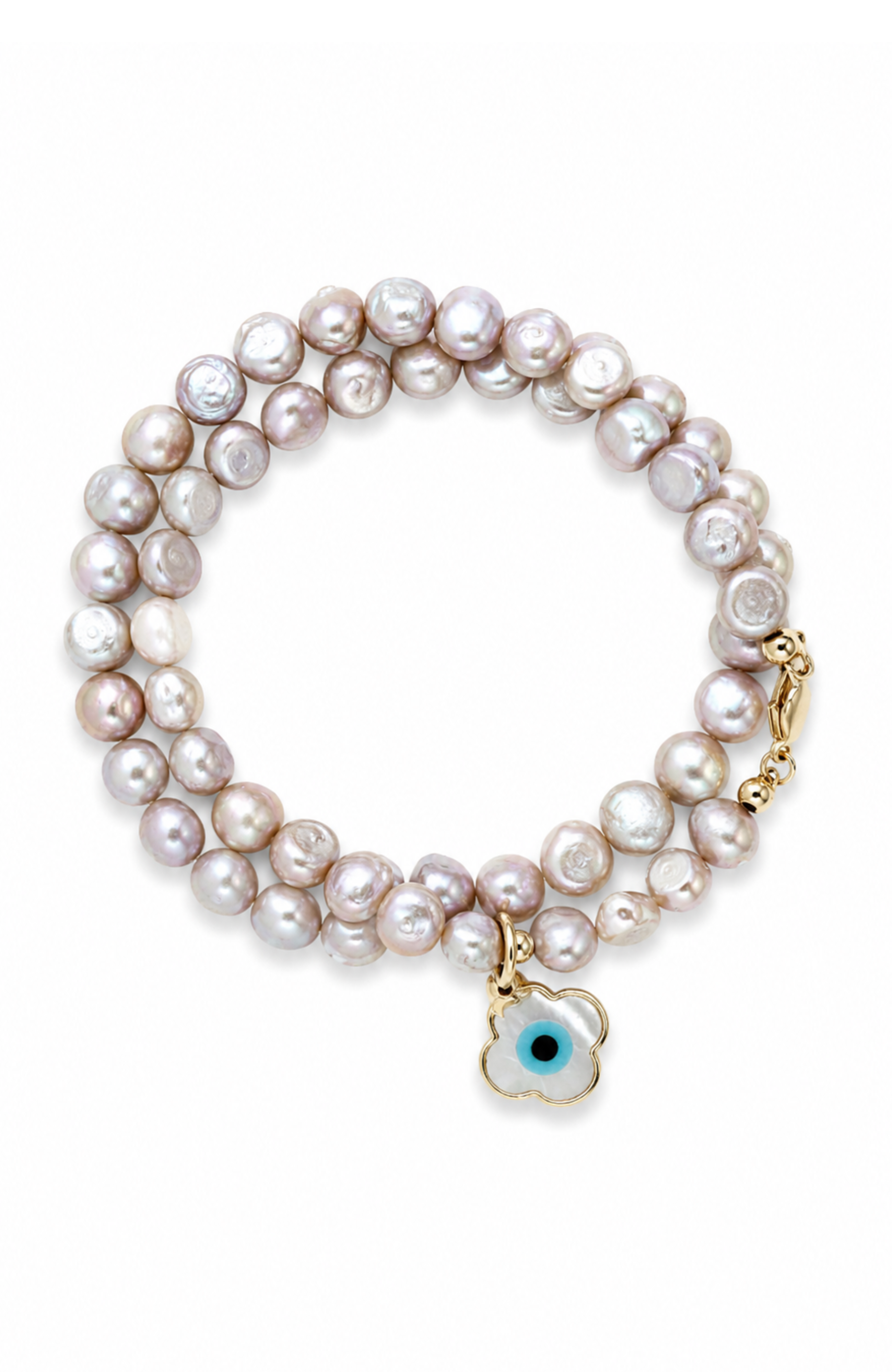 Zuerte Pearl Clover Charm Double Wrap Bracelet