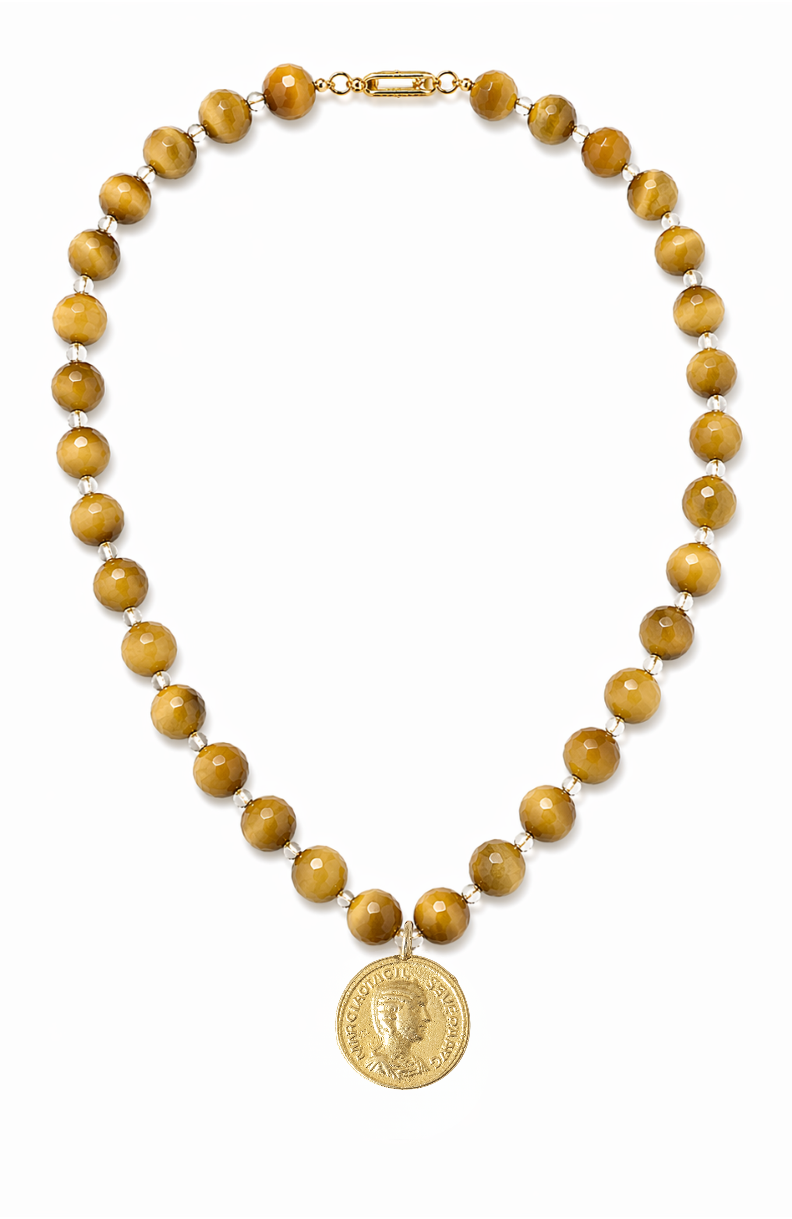 Yoki Golden Tiger Eye Gold Filled Coin Pendant Necklace