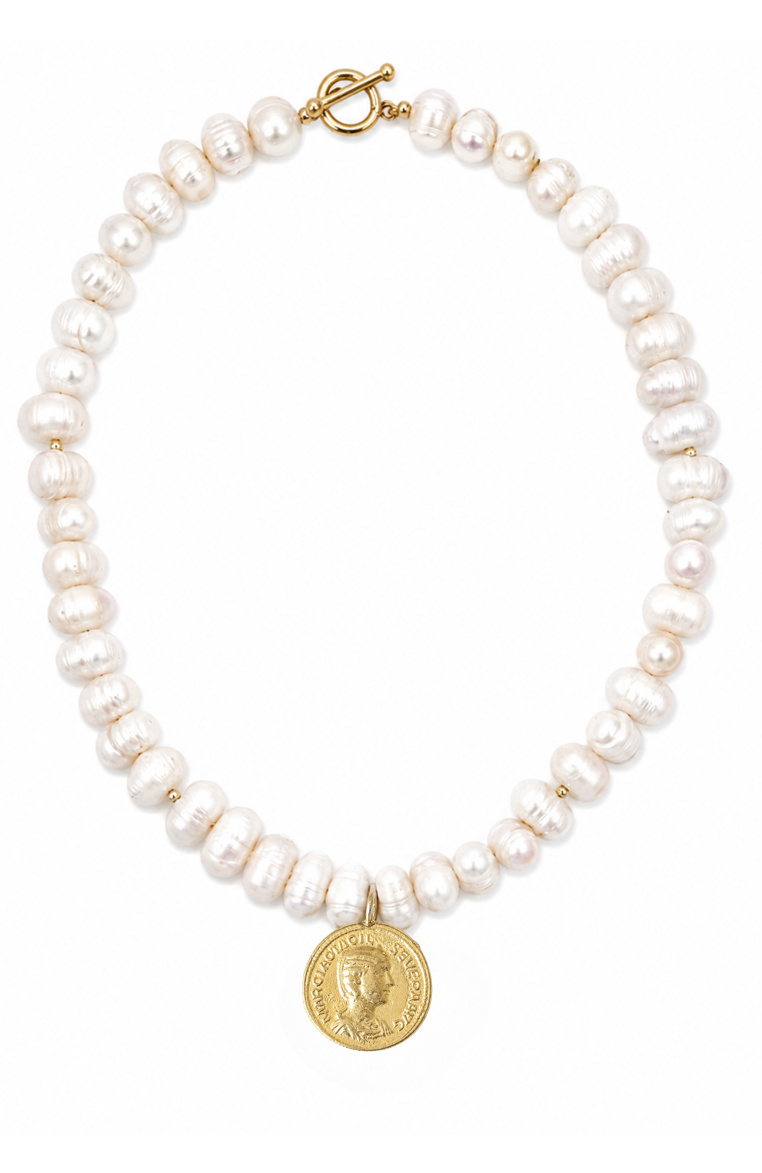 Crema Pearl Gold Filled Coin Pendant Necklace