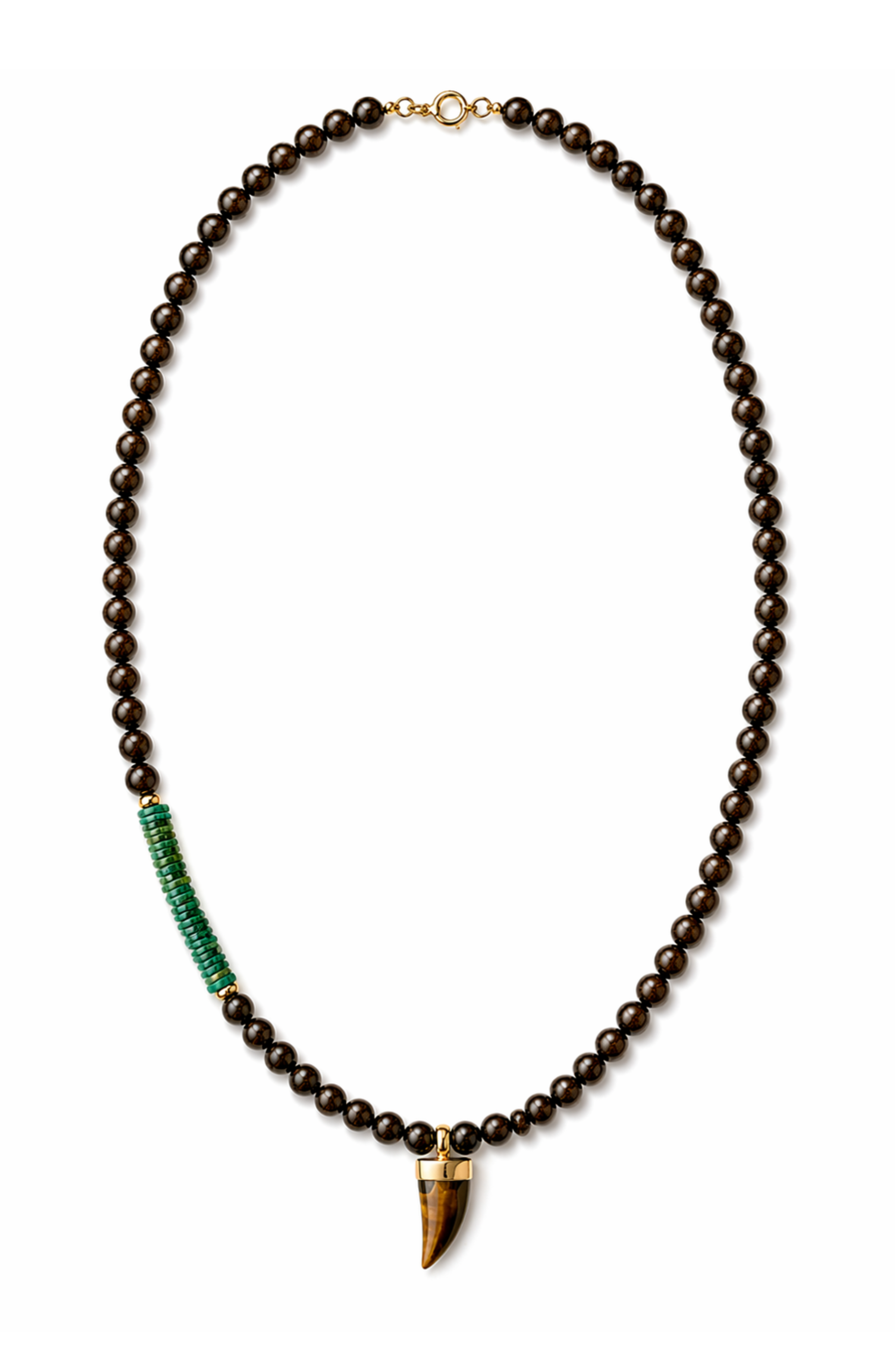 Ruge Bronzite Turquoise Tiger Eye Horn Pendant Necklace