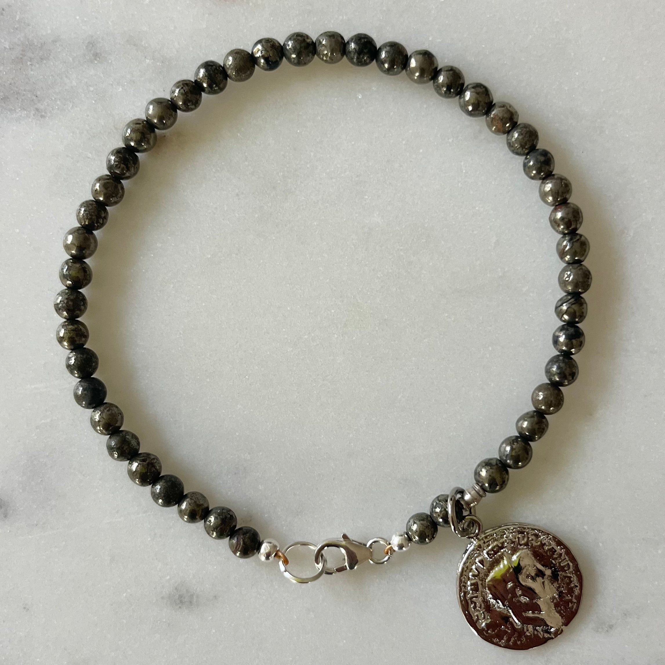 Coronel Pyrite Sterling Silver Charm Bracelet