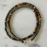 Agusto Pyrite and Tigers Eye Double Wrap Bracelet