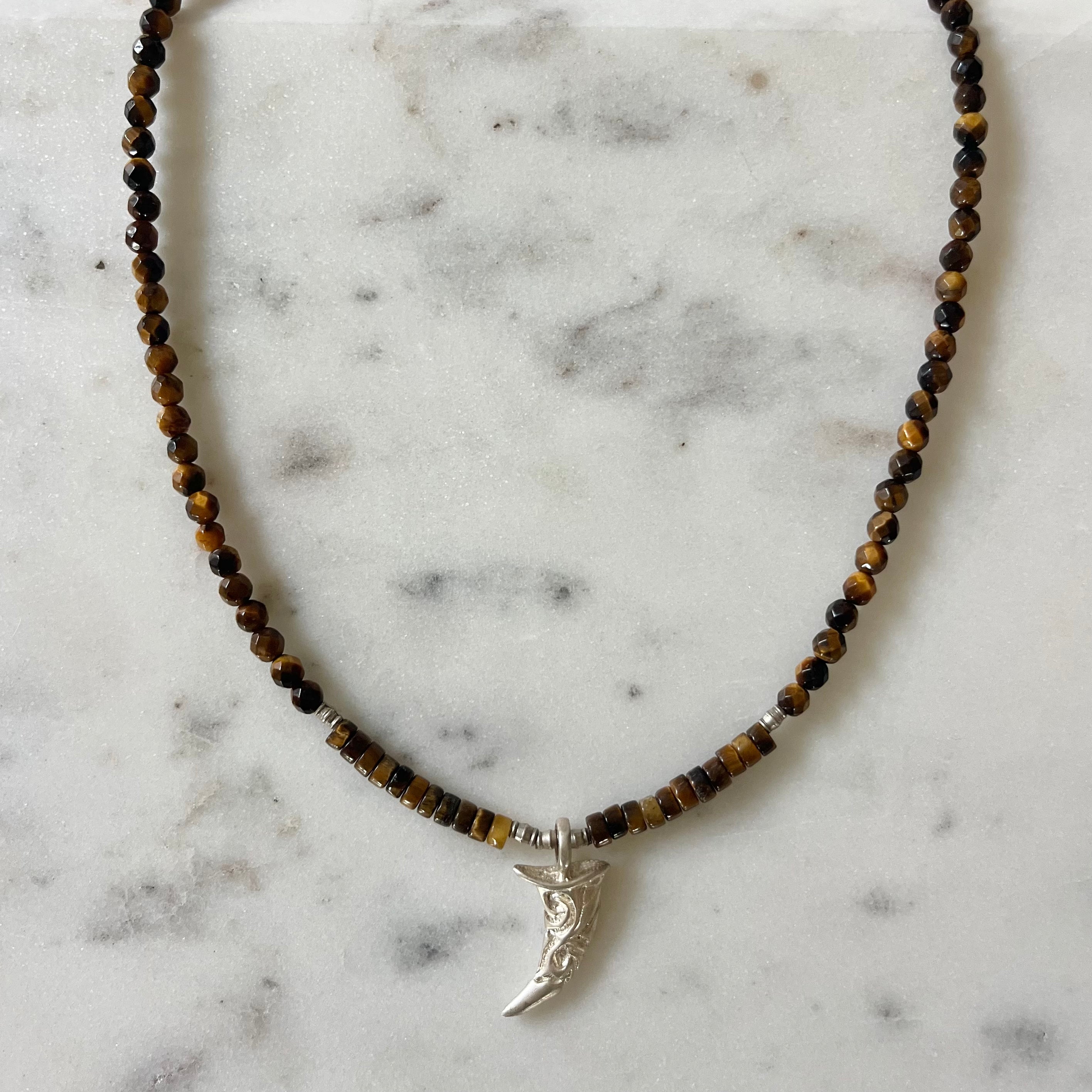 Malecon Tiger Eye Shark Tooth Necklace