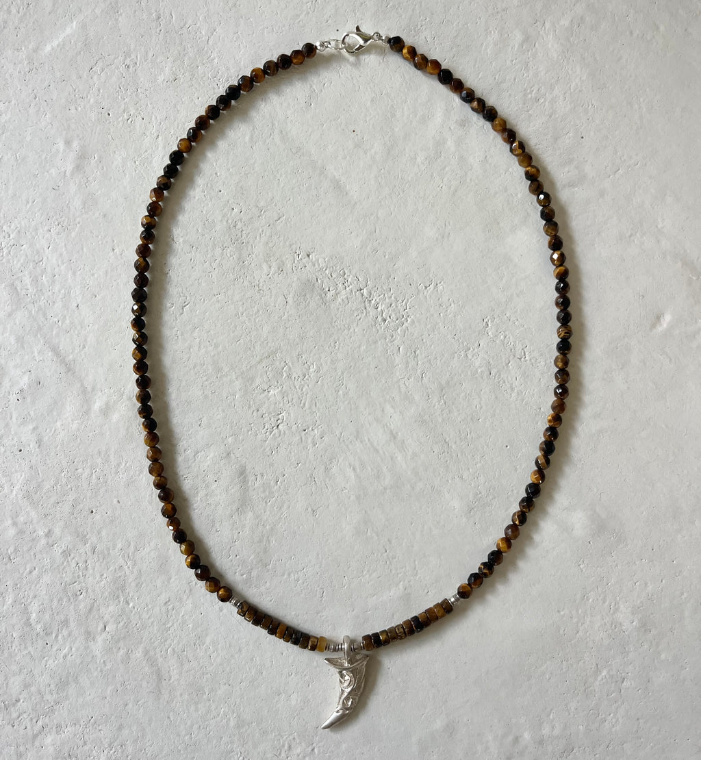 Malecon Tiger Eye Shark Tooth Necklace