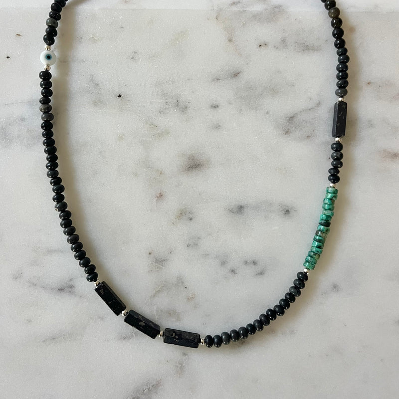 Galacia Black Onyx and Turquoise Necklace