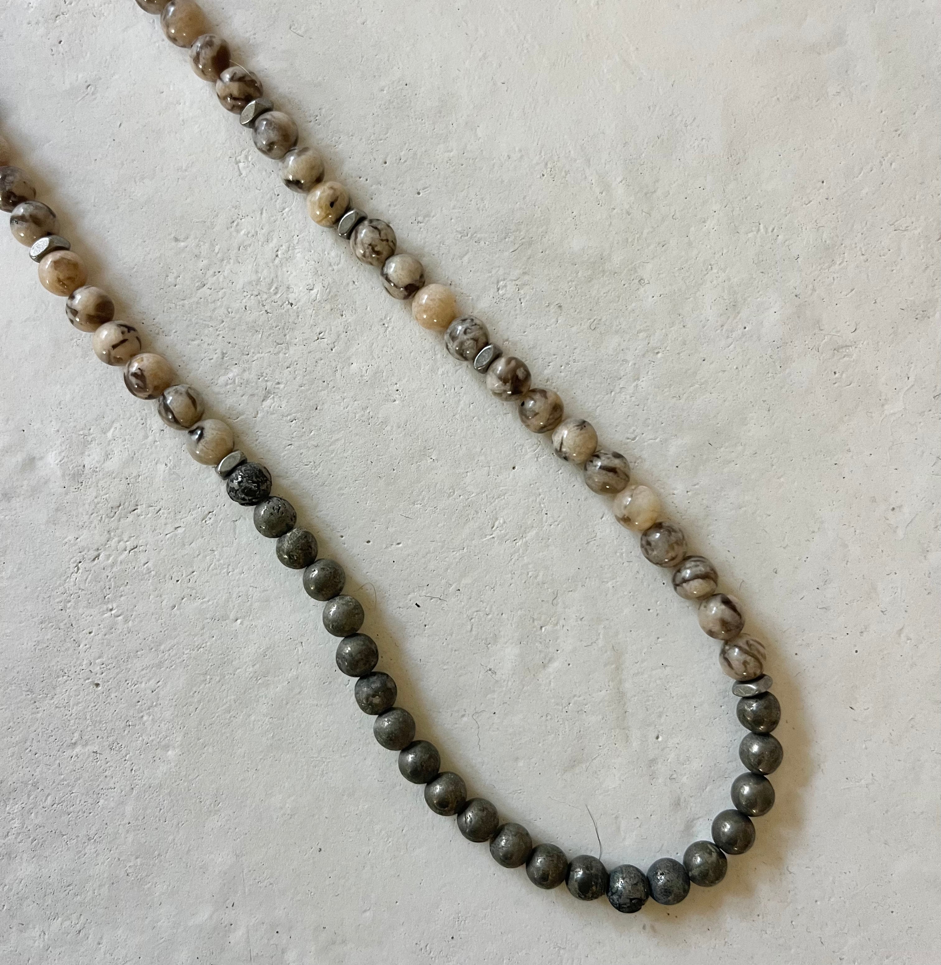 Juno Pyrite and Fossil Coral Pants Chain