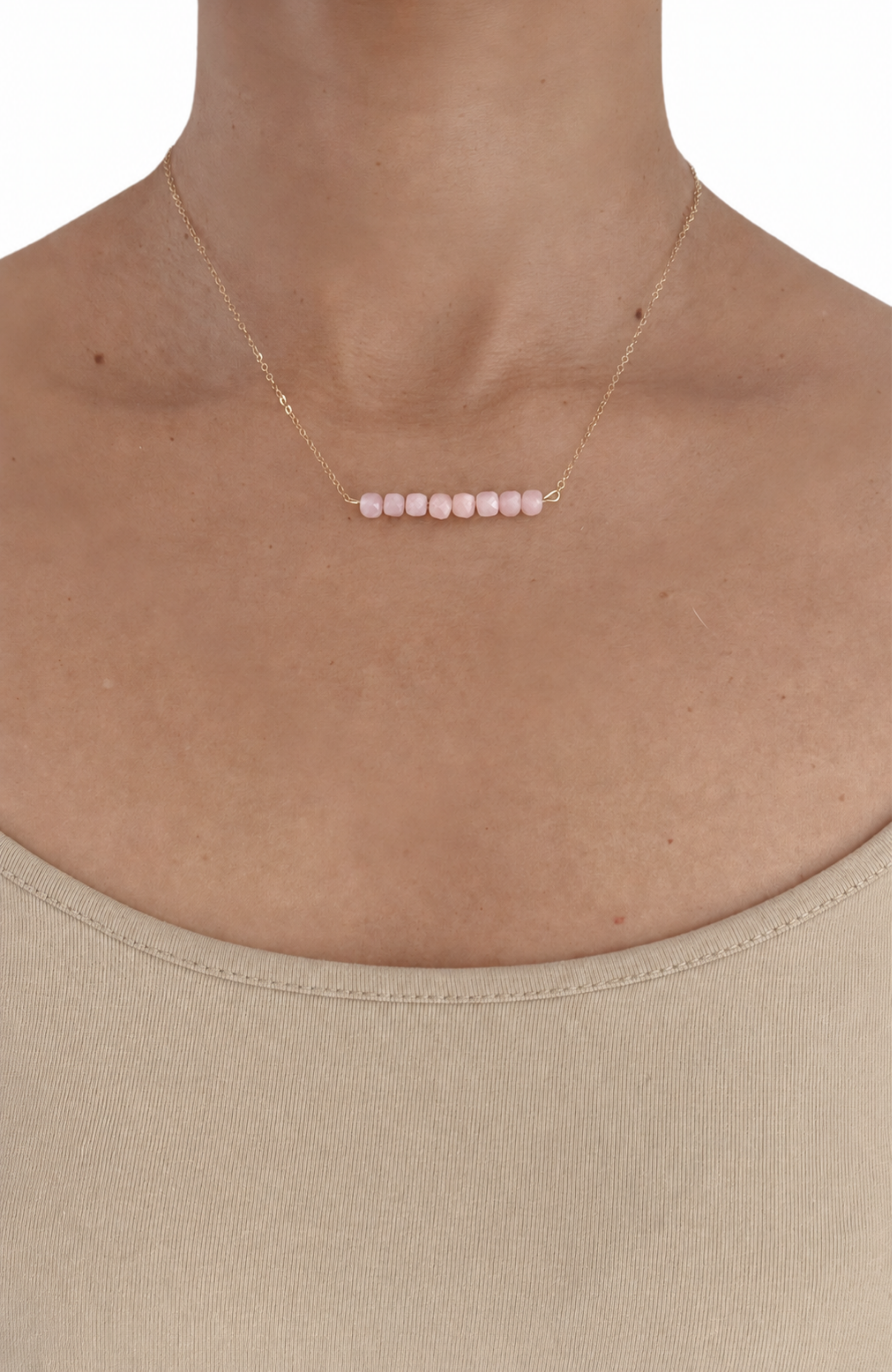 Rozque Rose Quartz Love Bar Necklace