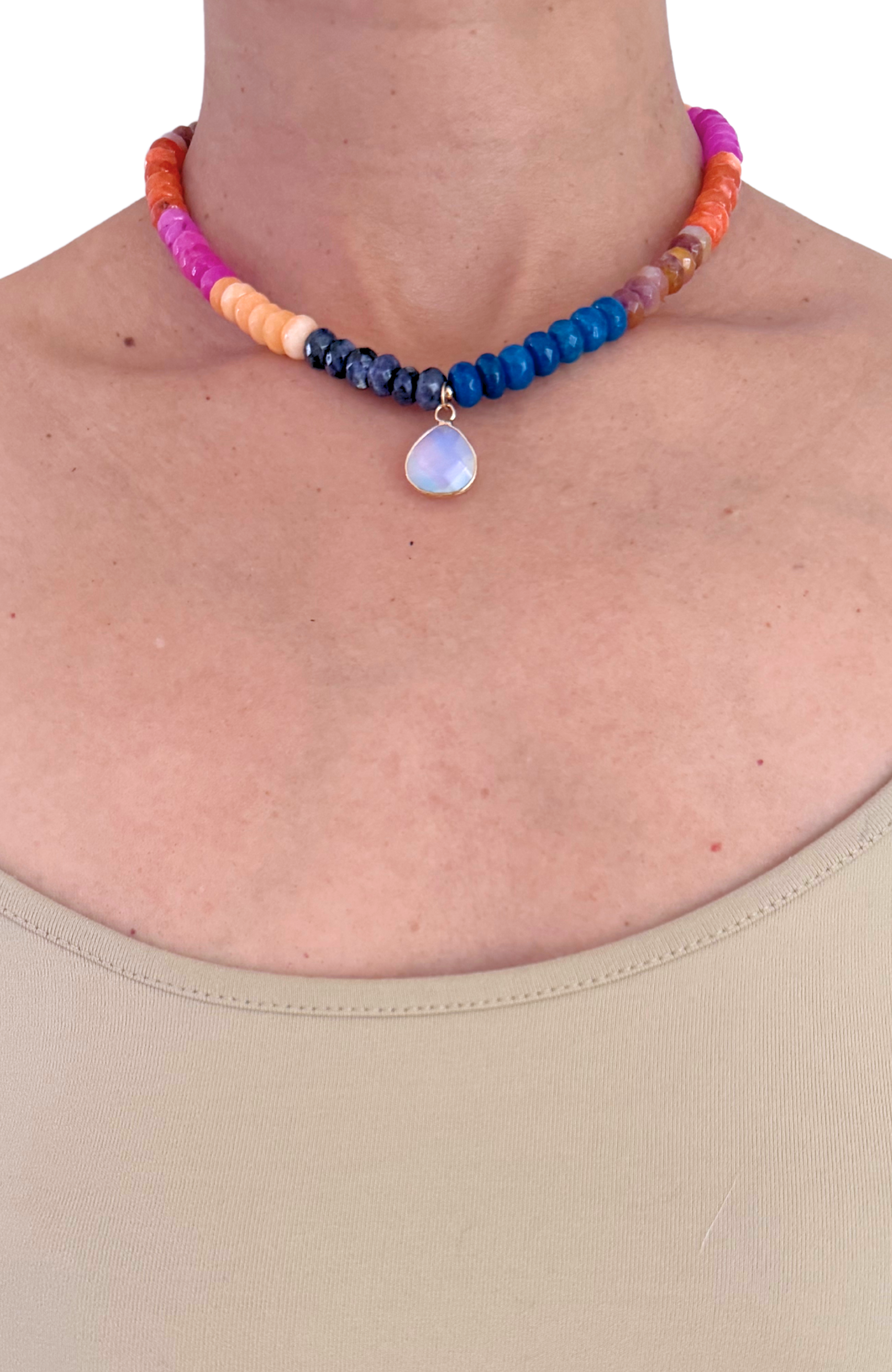 Aurora Multi-Color Enhanced Jade Necklace