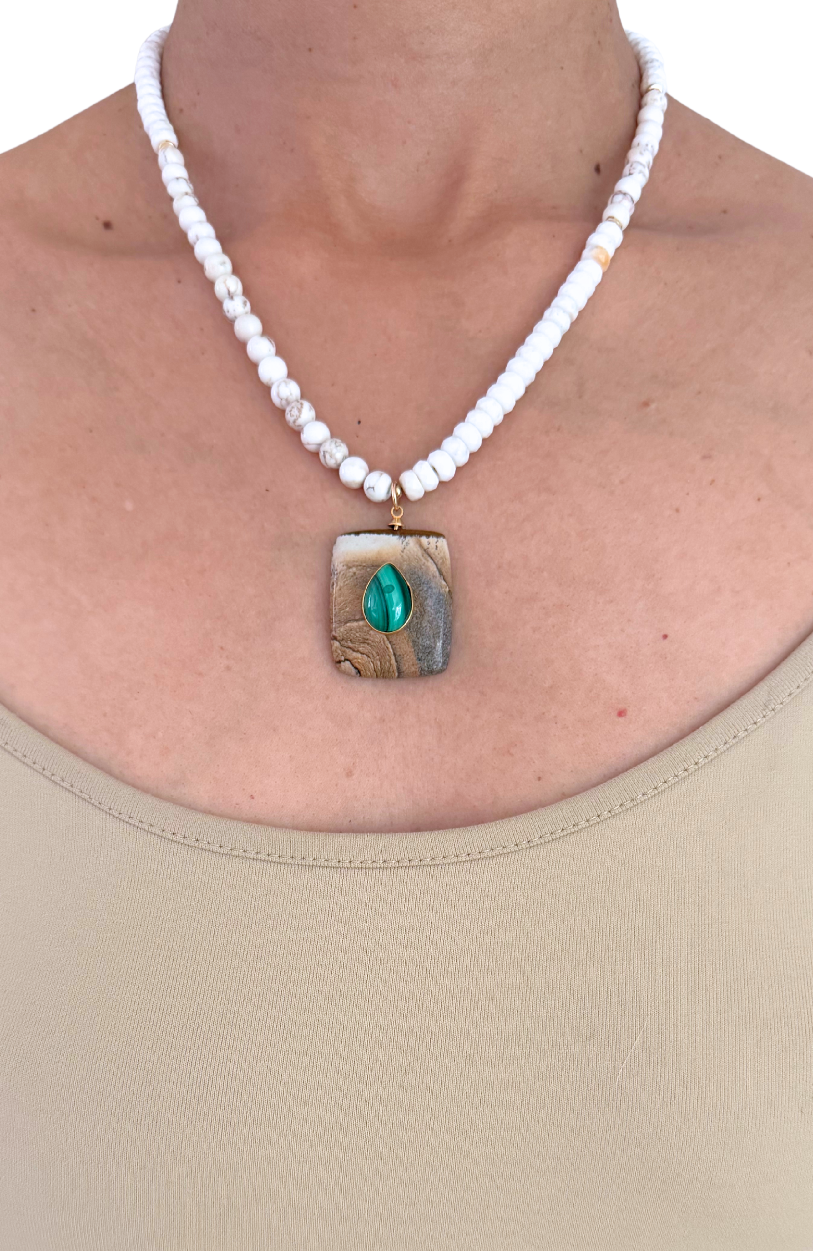 Santara White Howlite Turquoise Necklace