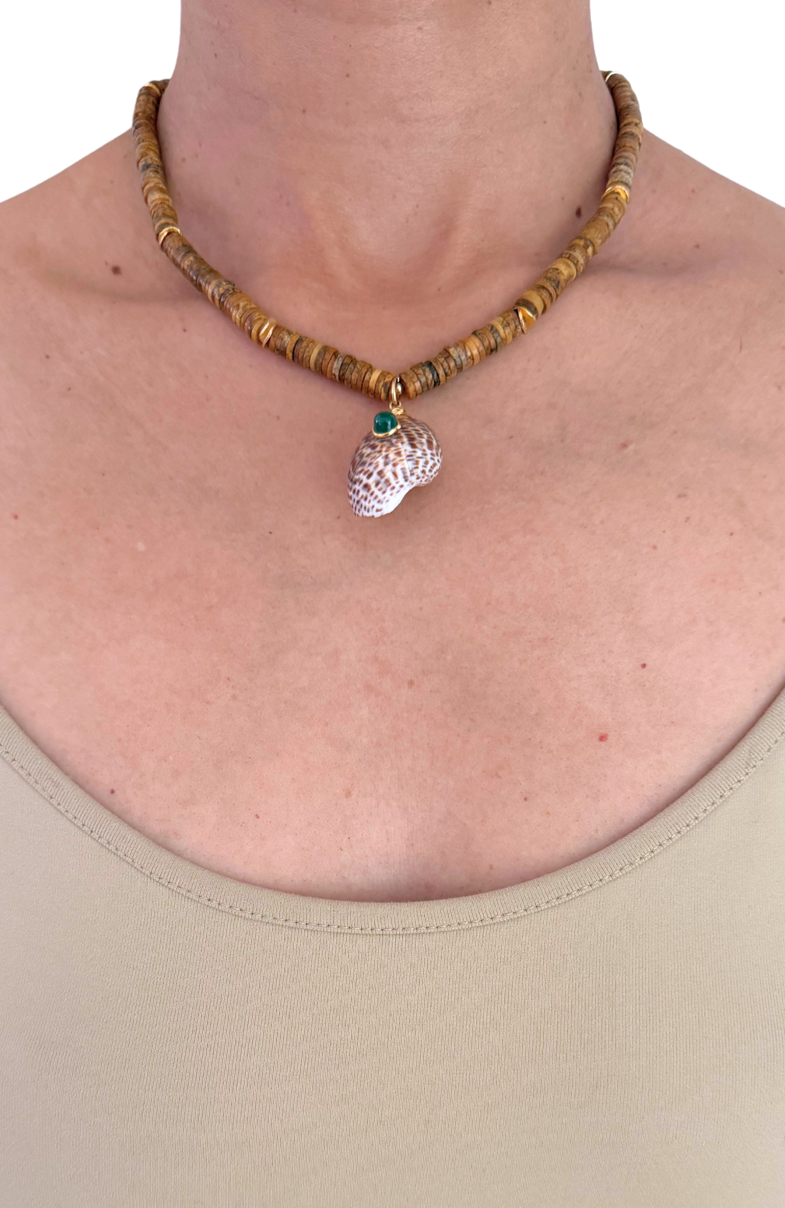 Cala Jasper Necklace with Cowrie Shell Pendant