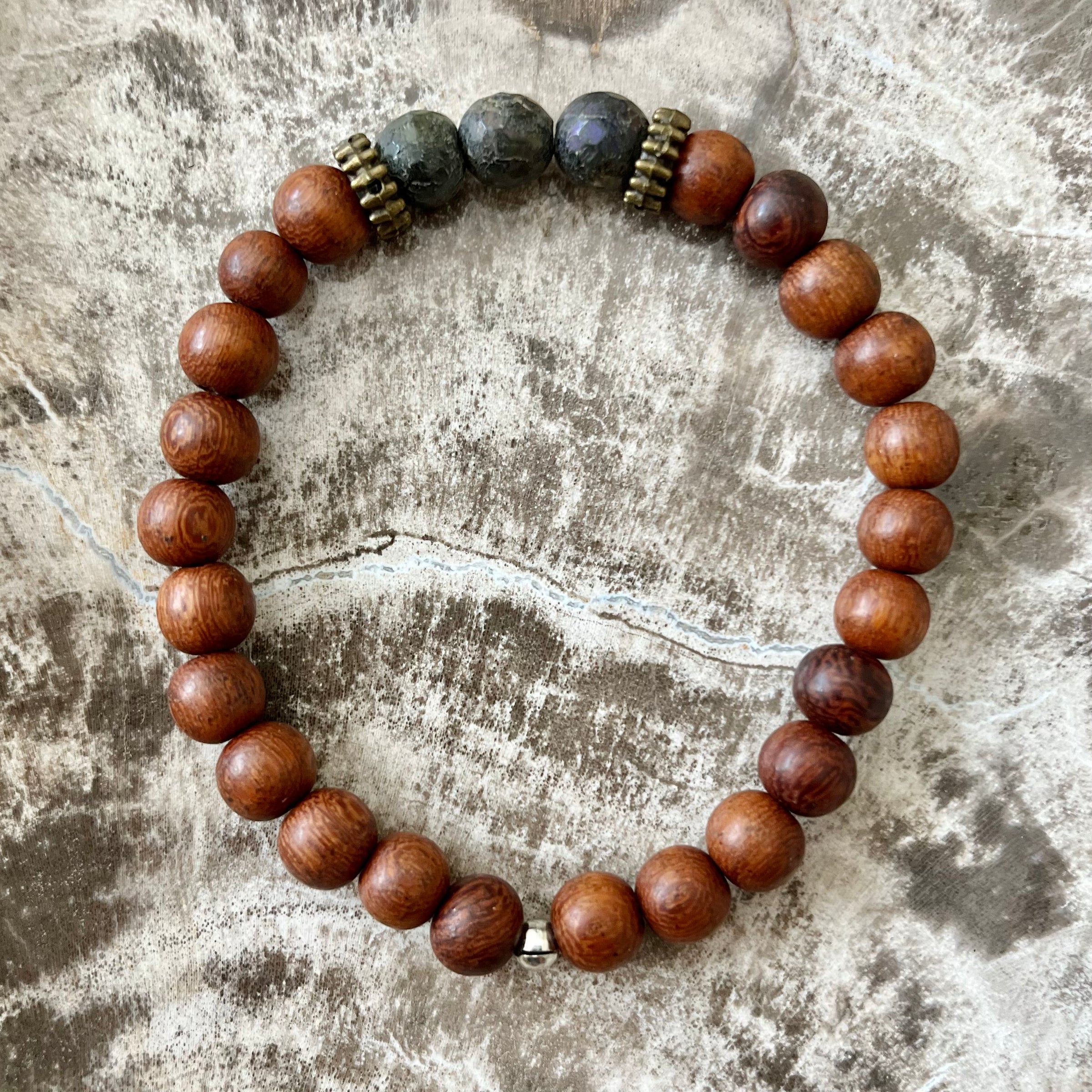 Men's Wooden Beaded Hematite Turquoise Linked Bracelet - Temu